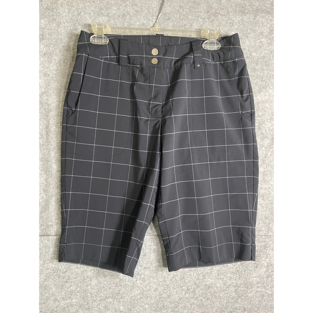 Nike Golf Dri-FIT Shorts Womens 6 Black White Windowpane Plaid Performance